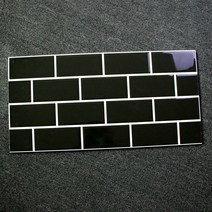 벽돌무늬 접착식 타일 시트 부엌 욕실 주방 벽 300X600, 밝은 검은 바탕에 흰색 선 범프 격자 격자