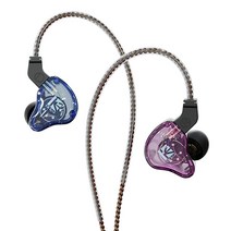 YINYOO CCZ Warrior IEM 이어버드 인이어 모니터 헤드폰 3BA 1DD 하이브리드 드라이버/크리스탈처럼 맑은 사운드 음악가 가수 음악 게임을 위한 전문 유선 이어폰, with mic, purple-blue