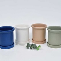 화분 롱필러 원형 무광 세라믹 도자기 받침 세트 11cm 13cm 15cm 18cm 화이트 유칼립투스 문라이트 코발트블루 분갈이 포레스트인