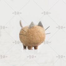 고양이 양모펠트 니들 퀼트 키링 목덜미잡힌 동물 초보 도안 만들기 바느질, 회색 귀 고양이
