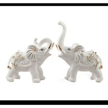 와이유 코끼리장식 도자기 코끼리 한 쌍의 창의적 거실 인테리어 장식품 결, 금여의상쌍(크다)호)