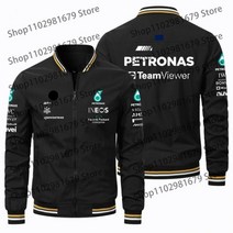 PETRONAS F1 팀 공식 재킷 남성 오버사이즈 스탠드 칼라 지퍼 봄버 탑 러셀 팬 야외 익스트림 스포츠 장비