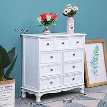 빈티지 원목 서랍장 북유럽 엔티크 인테리어 거실가구, 4단 화이트 80