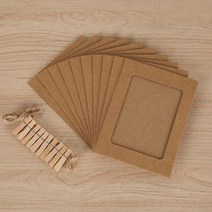 불교액자 클립과 2 m 로프와 조합 종이 프레임 6/7 인치 벽걸이 그림 DIY 홈 인테리어 앨범 10 개, 04 브라운_01 7 인치