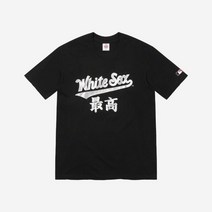 슈프림 x MLB 간지 팀 티셔츠 화이트 삭스 블랙 - 22FW Supreme Kanji Teams T-Shirt White Sox Black 남성 반팔티셔츠