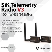 픽스호크 쿼드콥터 드론 HolyBro-SiK 원격 측정 라디오 V3 100mW 433MHZ /915MHZ APM Pixhawk Radiolink MINI PIX RC 비행 컨트롤러, [02] 100mW 915Mhz