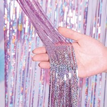 생일이벤트 홈파티룸꾸미기 홀로그램 글리터커튼 포토 셀프 벽장식 가랜드, 홀로그램 블루