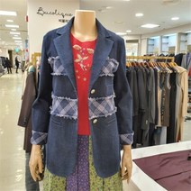 BUCOLIQUE SH03 린넨체크배색데님투버튼자켓 B212DJ2050