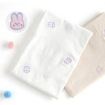혜인천 대폭 바이오워싱 면 20수 광목 자수 : 토끼 4종, 무지 내츄럴