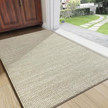 DEXI 도어 매트 입구 웰컴 입구용 실내 현관 러그 로우 프로파일 미끄럼 방지 도어매트 내부 가정 입구 복도 61 x 91.4cm(2 3피트) 리넨 베이지 655748, Linen Beige_35.5