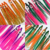 인천낚시1번지 반짝이 꼴뚜기웜 루어 웜 (10개입), 그린오렌지