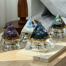 JIYU 천연 오브제 원석 오르고나이트 피라미드 인테리어 소품 thu, 자수정(보라)