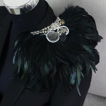 더폴 공용 무대 클럽 가수 보석 브로치 깃털 코사지