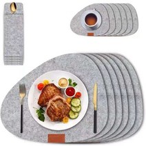 코코유고품격 양모 펠트 데코 6인용 식탁매트 컵받침 식기 가방, 38cm*32cm, 그레이