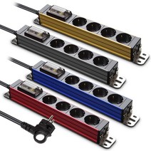 서버탭 과부하 누전차단 알루미늄 고용량 4000W 멀티탭, 4구, 리얼리티 레드, 3M