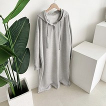 메이룸 후드마이원피스 봄 쓰리버튼 옆트임 루즈핏 롱 후드 원피스