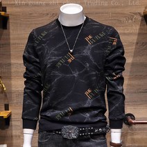 흠광지성 가을 맨투맨 남 라운드 프린트 코트 남 봄