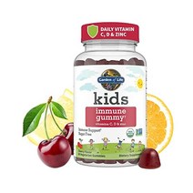 가든오브라이프 Kids 서포트 보호대 구미 비타민 C D as D3 Zinc 아연 3-in-1 일일 -Non-GMO 글루텐 프리 채식주의자 무설탕 체리 맛 30일 공급