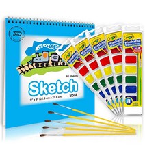 The Mega Deals 수채화 물감 세트 - 5개 페인트 브러시 페인팅 종이 패드 1개 최고의 그림 용품