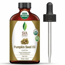 SVA ORGANICS 호박씨 캐리어 오일 118.3ml4온스 유기농 USDA 100% 순수 천연 냉압착 비정제 등급 피부 머리카락 바디용, 4 Fl Oz (Pack of 1)