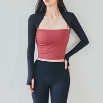 뮤즈마인 - 커버업 오버 리스트 볼레로 블랙 요가복 필라테스 커버업 상의 핑거홀 헬스 테니스 발레, S, 그레이