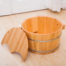JINGHENG 가정용 족욕기 족욕통 간이 습식 원형, 21cm 나무통+뚜껑