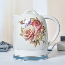 전기포트 도자기 찻주전자 세라믹 전열 물주전자 가정용 용셀프단전 티포트, T19-1.8L장미꽃 A