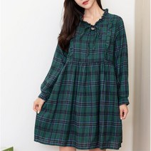 여리여리한 체크 프릴 여자 가을 외출 미니 원피스