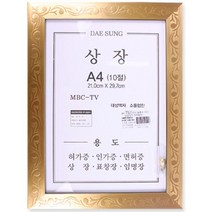 특종 벽걸이 상장 액자 A4 허가증 표창장 자격증 학위증, 1개, 랜덤발송(금색/은색)