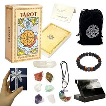 FAOFOB 초보자를 위한 타로 카드 가이드 북 포함 표준 사이즈 덱 운세 게임 차크라 스톤 클래식 전통 덱557705