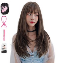 가발위드 러블린 통가발 + 가발걸이 + 가발전용빗 + 가발망세트, 1세트, 콜드브라운