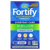 네이쳐스웨이 Fortify 데일리 프로바이오틱 유산균 프리바이오틱스 에브리데이 케어 300억 CFU 30 지연 방출 식물성 캡슐네이쳐스웨이