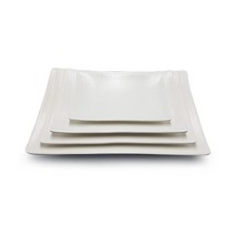 그린메라민 매트 사각접시 / 크림 (2호G-0662)