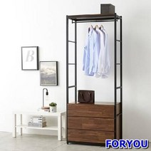 ForU60 스토리홈 리코 드레스룸 서랍장 3단 장롱 선반 수납장 행거, 멀바우, 상세페이지 참조