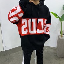 스트릿제이 사이먼 배색 오버핏 후드티
