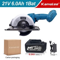 Kamolee 가정용 전기 원형 톱 DIY 마키타 18V 배터리 호환 5 인치 21V 6.0Ah 6000mAh, 5) 5 inches 2x6,1) EU_1) EU