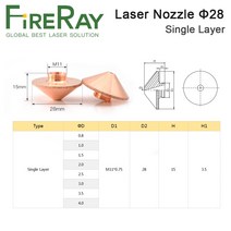 FireRay-직경 28mm 레이저 노즐 싱글 더블 레이어 구경 0.8-5.0 스레드 M11 Precitec WSX 파이버 커팅 헤, 01 Single Layer_09 3.0mm
