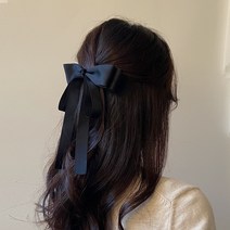 고급 블랙 공단 롱테일 리본핀 테잎리본핀 리본헤어핀 꼬리리본핀 실크 리본핀 벨벳 리본핀