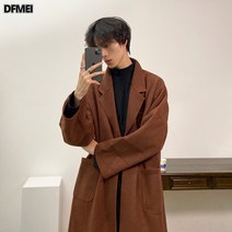 DFMEI. trench coat--노버튼 디자인 양면 코트 하프 모직 코트