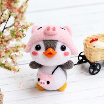 올마이DIY 양모펠트 니들펠트 양모공예 패키지 세트 울 인형만들기 60종 모음, NO_43.꿀꿀 펭귄