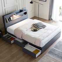 보루네오하우스 프라임 올슨 LED 서랍 SS 침대 CL텍스독립매트 DM6219 착불, 그레이