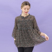 [디얼마미] 나염 캉캉 블라우스 미시옷 빅사이즈 엄마옷 중년 여성 마담