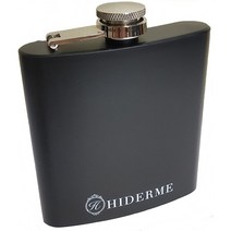 힙플라스크 위스키 휴대용술병 스텐포켓용 검정, 8oz, 검정 로고 정면