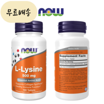 나우푸드 엘 라이신 L-Lysine 100개입 [미국 직배송] 500mg [100 캡슐], 100개, 1개