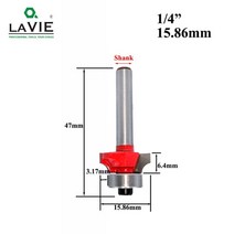 드라이월커터 6mm 14 생크 작은 코너 라운드 라우터 비트 나무 가장자리 목공 밀, 15.86mm, 6mm 생크