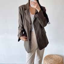 국내생산 여성 린넨 100 루즈핏 싱글 자켓 봄 여름 가을 긴팔 3버튼 마 블레이저