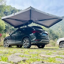 270도 팬 모양의 자동차 사이드 텐트 야외 자율 주행 캠핑 과속 개방 양산 suv 자동차 지붕 자동차 캐노피, 회색