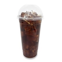 투고팩 투명 PET 아이스컵 + 돔형뚜껑, 100개, 1세트, 600ml