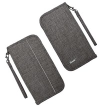 여성 및 남성용 방수 여행 문서 오거나이저 지갑 4인용 가족 여권 홀더 회색. 클래식