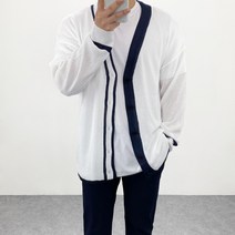 엠클로 남자 오버핏 여름 썸머 배색 브이넥 네트 니트가디건 남여공용 3컬러